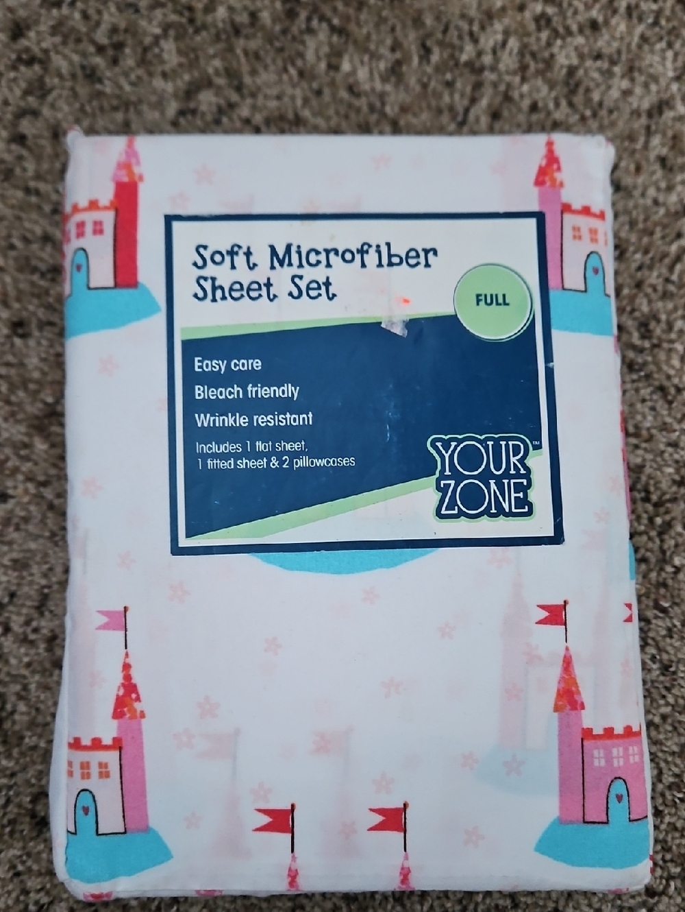 Your Zone Pink Castle Microfiber Sheet Set - Full Never Opened